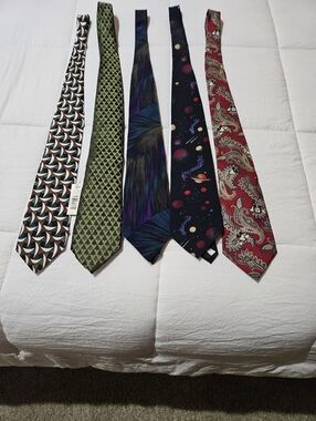 Men's Mixed Pattern Neckties - Red, Black, Green, Blue Variety Pack